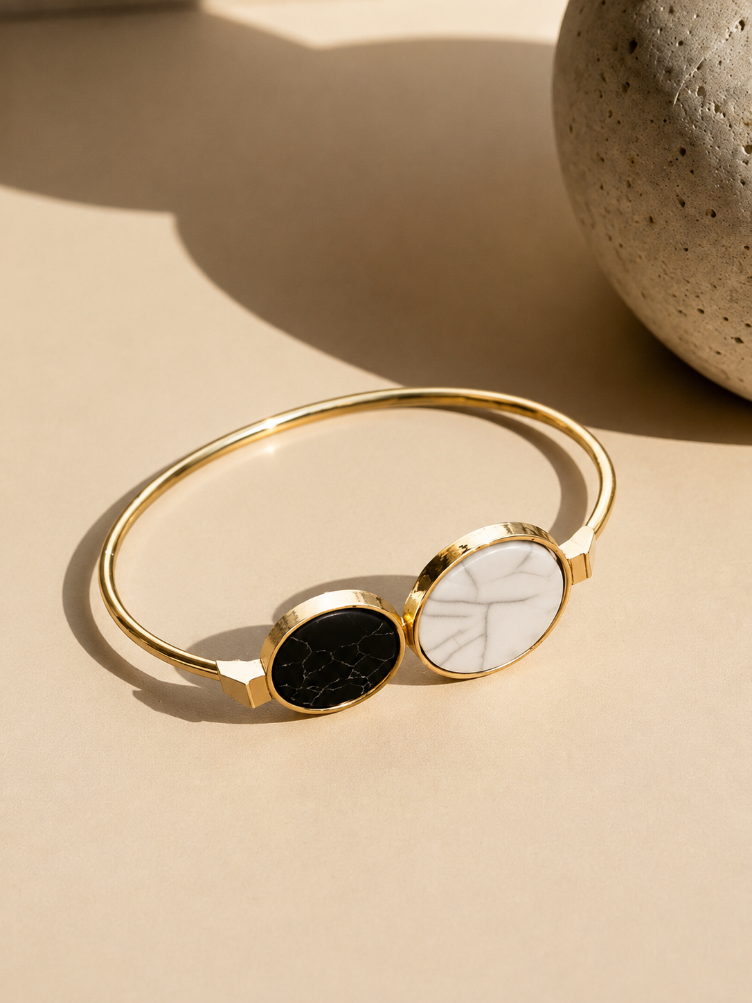 Yin & Yang Marble Open Cuff Bracelet