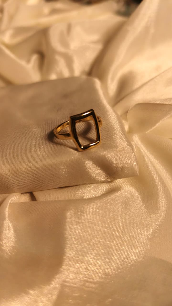 Minimal Square Statement Ring | Elegant Gold Geometric Ring