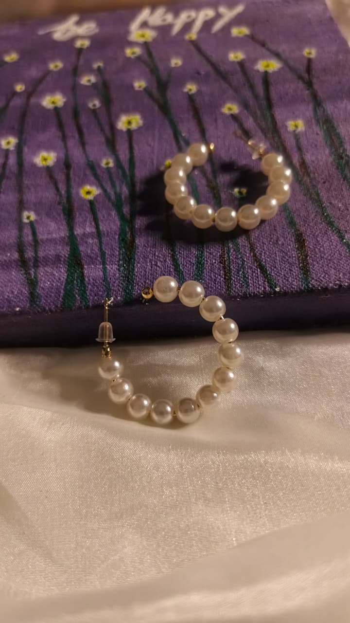 Classic Pearl Hoop Earrings | Elegant Gold Pearl Earrings