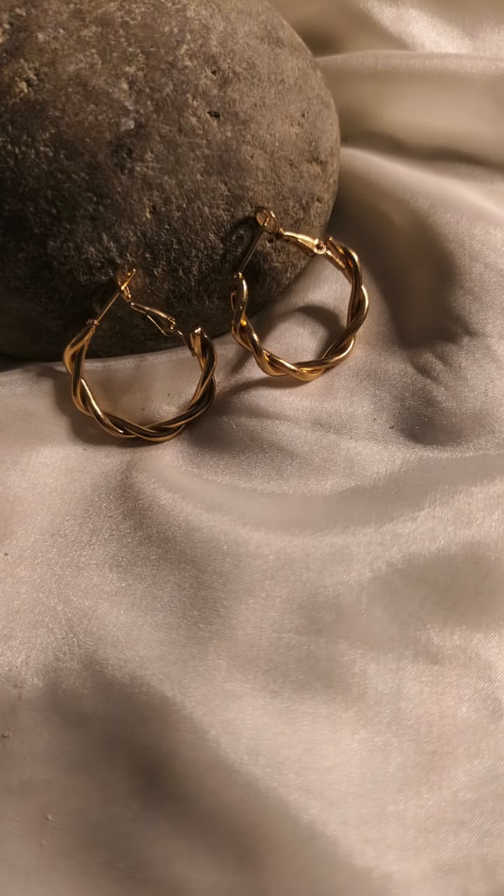 Twisted Gold Hoop Earrings | Elegant Spiral Hoop Earrings