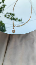 Teardrop Crystal Pendant Necklace | Elegant Gold Dainty Necklace