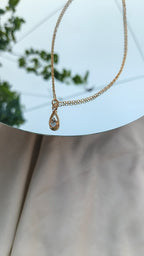Teardrop Crystal Pendant Necklace | Elegant Gold Dainty Necklace