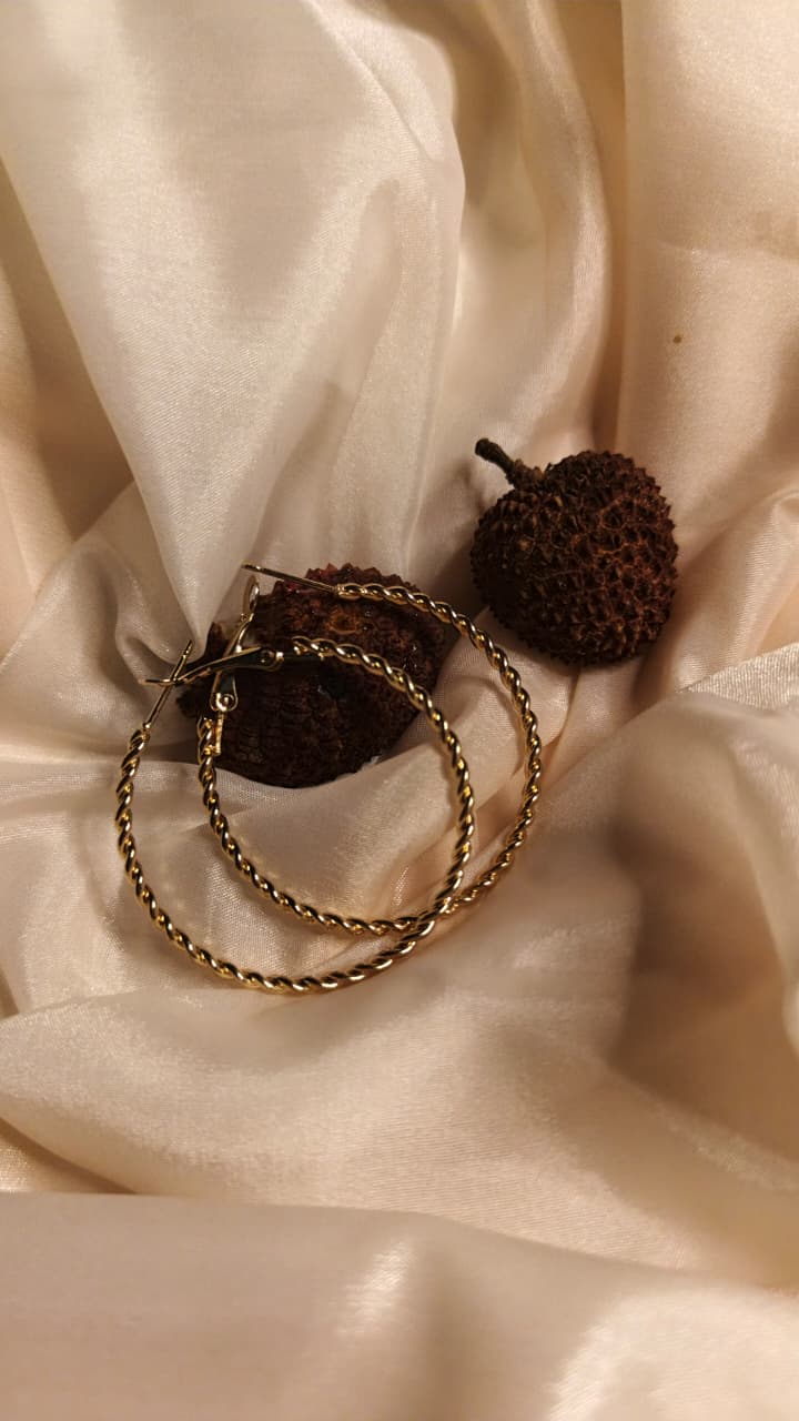 Twisted Rope Hoop Earrings | Classic Gold Spiral Hoops