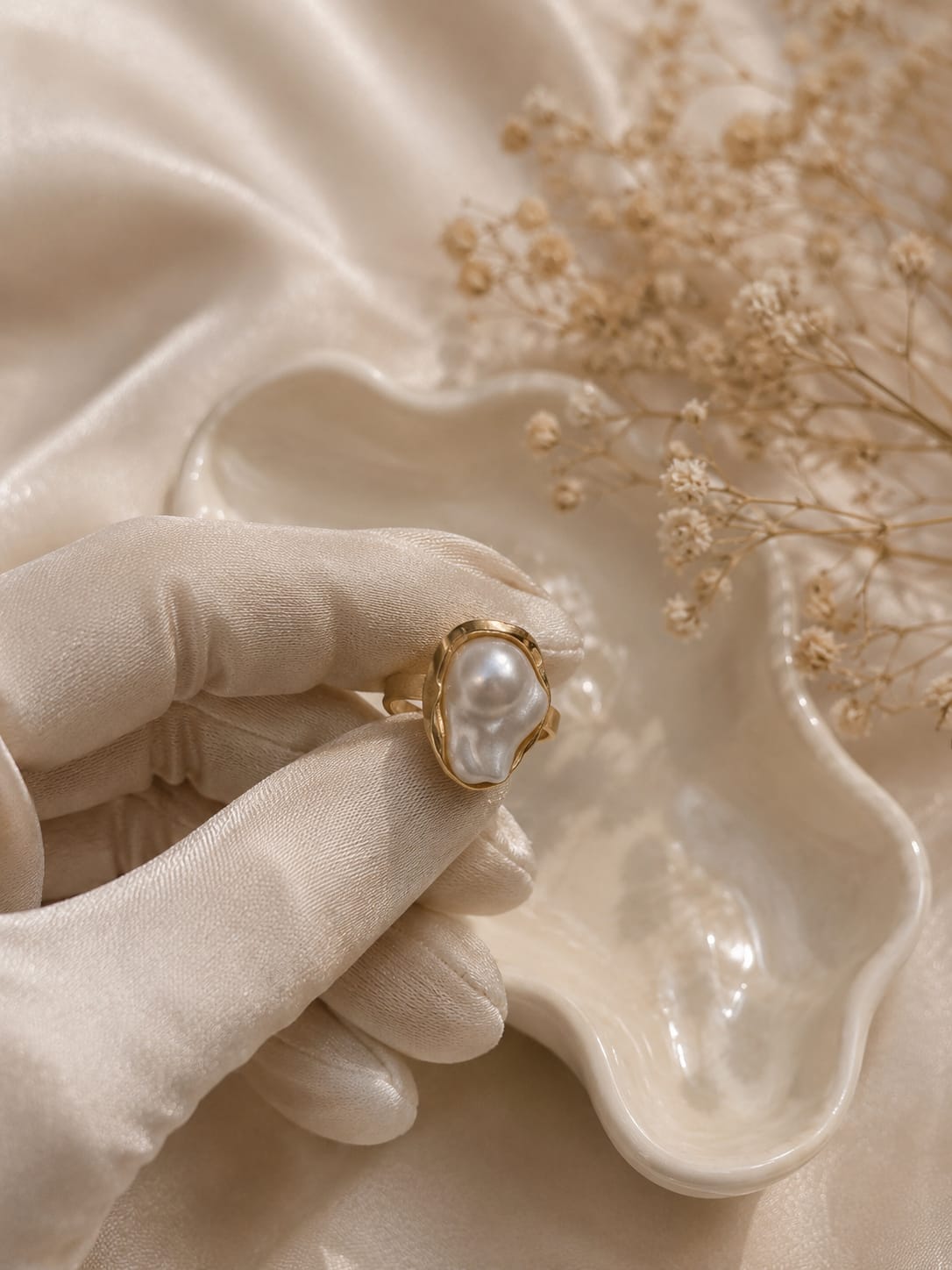Luna Pearl Adjustable Ring