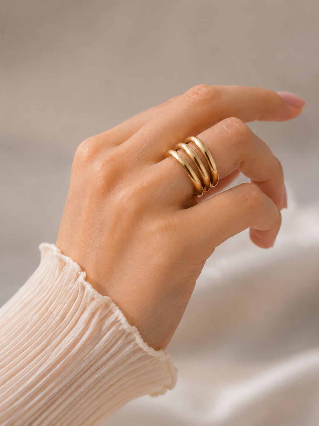 Aurora Layered Adjustable Ring